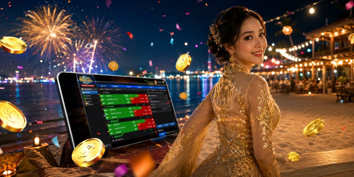 Suasana perayaan dan loteri dalam talian cam4 bersama pemain Malaysia berpakaian kebaya